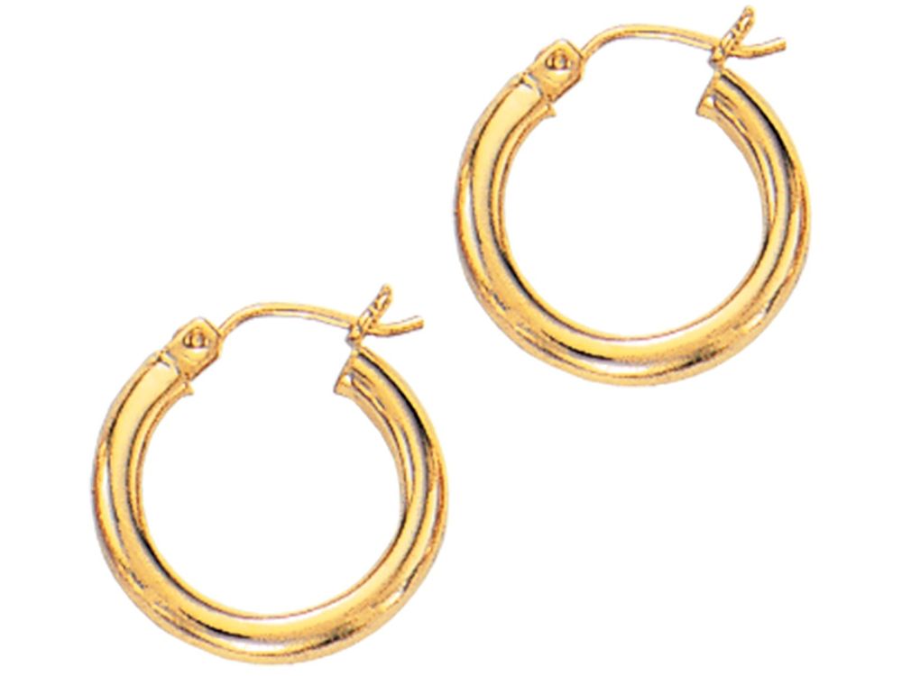 Finejewelers 14 Kt Yellow Gold 3x15mm Round Tube Hoop Fancy Earring