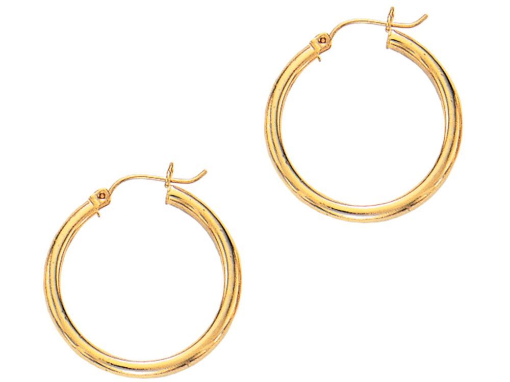 Finejewelers 14 Kt Yellow Gold 3x25mm Round Tube Hoop Fancy Earring