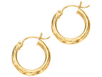 Finejewelers 14 Kt Yellow Gold 3x20mm Bright Cut Round Tube Design Hoop Earring