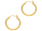Finejewelers 14 Kt Yellow Gold 3x25mm Bright Cut Round Tube Design Hoop Earring