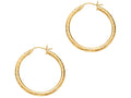 Finejewelers 14 Kt Yellow Gold 3x30mm Bright Cut Round Tube Design Hoop Earring