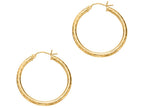 Finejewelers 14 Kt Yellow Gold 3x30mm Bright Cut Round Tube Design Hoop Earring