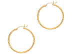 Finejewelers 14 Kt Yellow Gold 2x30mm Bright Cut Round Tube Hoop Earring