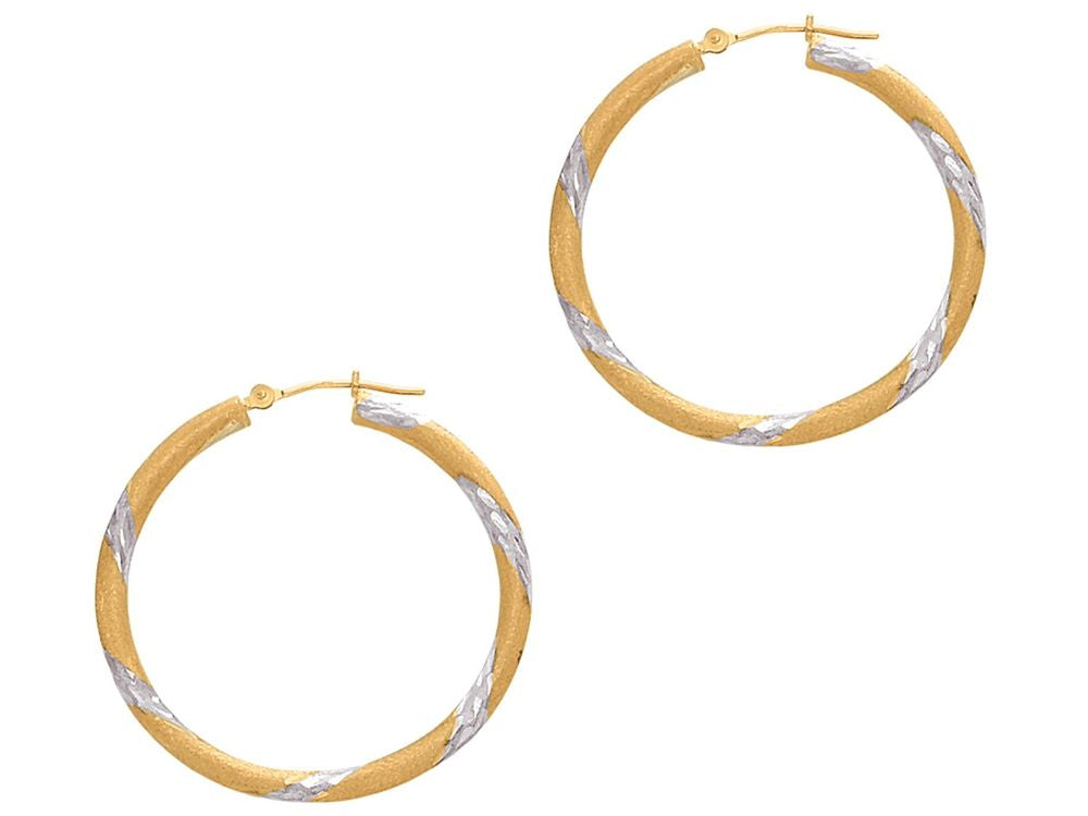 Finejewelers 14 Kt Yellow Gold 3x30mm Bright Cut Round Tube Hoop Earring