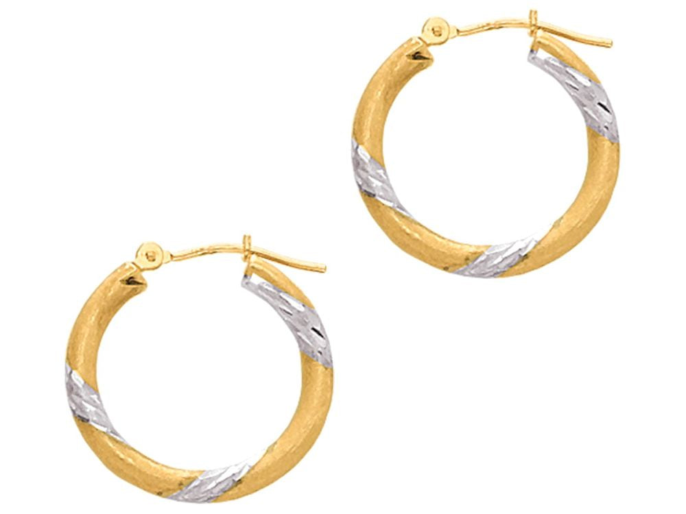 Finejewelers 14 Kt Yellow Gold 3x20mm Bright Cut Round Tube Hoop Earring