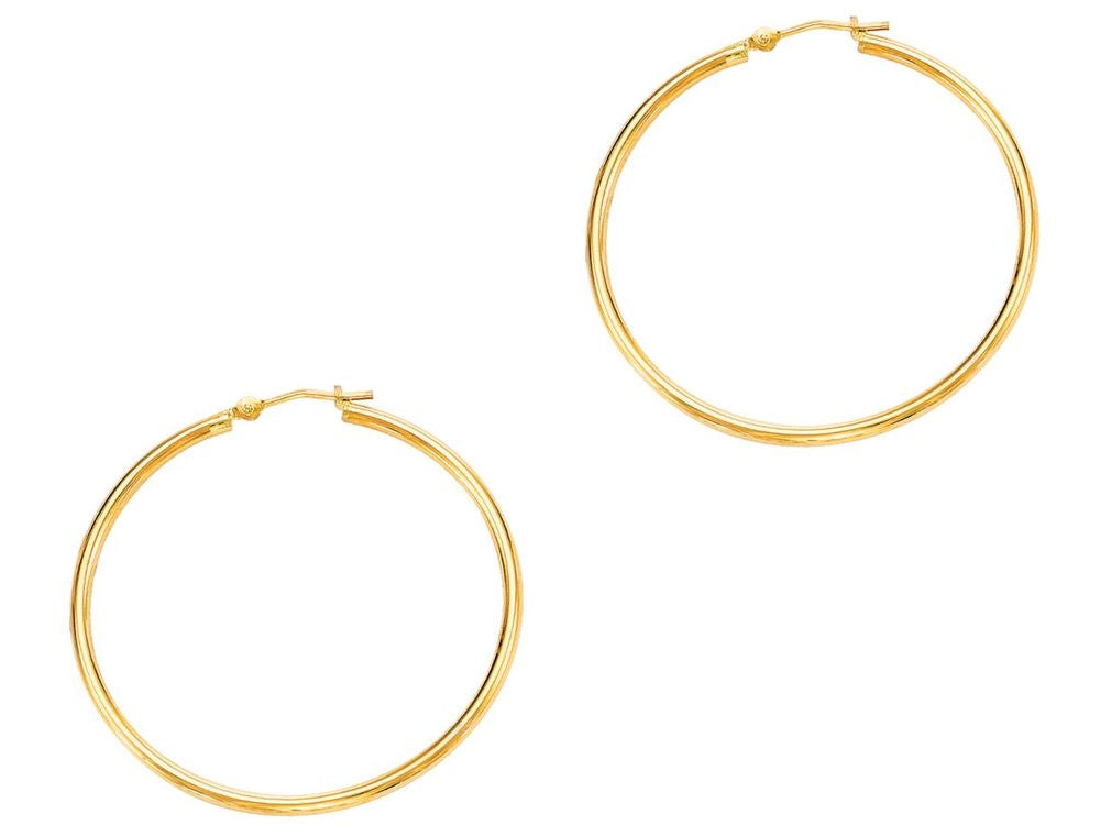 Finejewelers 14 Kt Yellow Gold 2x40mm Round Tube Hoop Fancy Earring