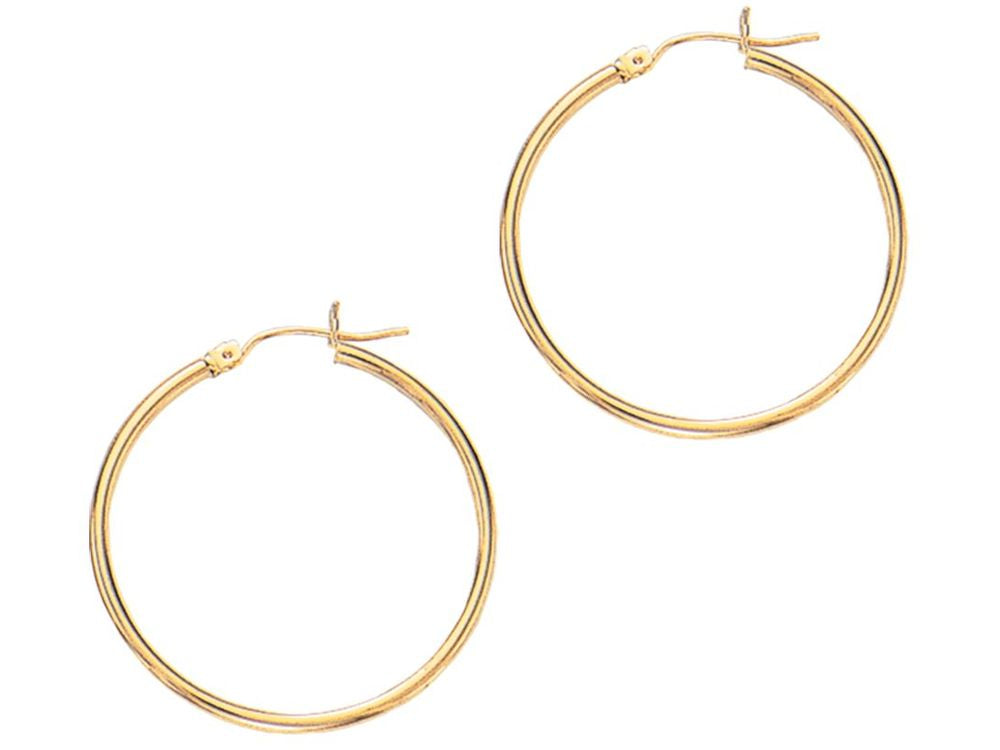 Finejewelers 14 Kt Yellow Gold 1.5x25mm Round Tube Hoop Fancy Earring