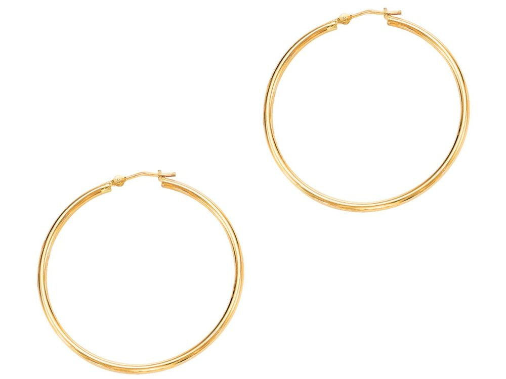 Finejewelers 14 Kt Yellow Gold 1.5x30mm Round Tube Hoop Fancy Earring