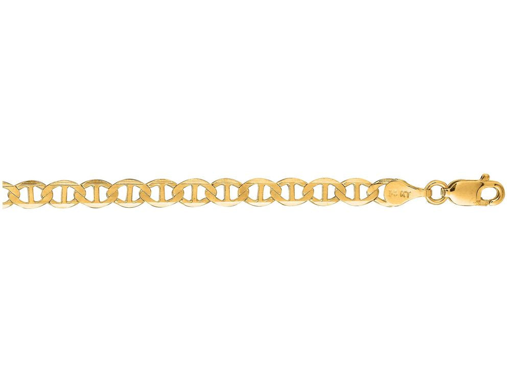 Finejewelers 14 Kt Yellow Gold 7 Inch 4.5mm Bright Cut Mariner Link Bracelet Chain With Lobster Clasp