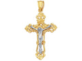 Finejewelers 14 Kt Two Tone Gold Textured Fancy Cross With Figurine