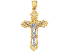 Finejewelers 14 Kt Two Tone Gold Textured Fancy Cross With Figurine