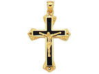 Finejewelers 14 Kt Yellow Gold Textured Fancy Black Cross With Figurine