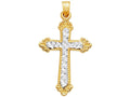 Finejewelers 14 Kt Two Tone Gold Bright Cut Cross Pendant Necklace In Design 18 inch chain
