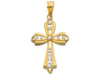 Finejewelers 14 Kt Two Tone Gold Bright Cut Fancy Cross Pendant Necklace 18 inch chain
