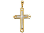 Finejewelers 14 Kt Two Tone Gold Textured Cross Pendant Necklace In Cross 18 inch chain