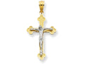 Finejewelers 14 Kt Two Tone Gold Textured Fancy Cross With Figurine