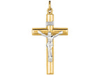 Finejewelers 14 Kt Two Tone Gold Cross With Figurine