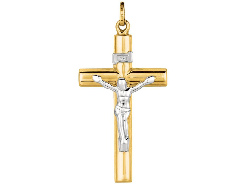 Finejewelers 14 Kt Two Tone Gold Cross With Figurine