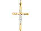 Finejewelers 14 Kt Two Tone Gold Cross With Figurine