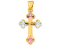 Finejewelers 14 Kt Tri Color Gold Bright Cut Fancy Cross Pendant Necklace 18 inch chain