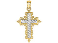 Finejewelers 14 Kt Two Tone Gold Bright Cut Cross Pendant Necklace In Design 18 Inch Chain