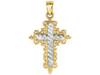 Finejewelers 14 Kt Two Tone Gold Bright Cut Cross Pendant Necklace In Design 18 Inch Chain