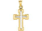 Finejewelers 14 Kt Two Tone Gold Small Cross Pendant Necklace In Cross 18 inch chain
