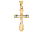 Finejewelers 14 Kt Tri Color Gold Textured Fancy Cross Pendant Necklace 18 inch chain