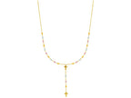 Finejewelers 14 Kt Tri Color Gold 16 Inch 1 Inch Beaded Lariet Rosary Necklace On Long Cable Chain