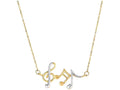 Finejewelers 14 Kt Two Tone Gold 17 Inch Musical Notes Necklace Anchored To Link Chain Spring Ring Clasp