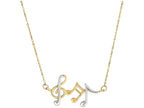 Finejewelers 14 Kt Two Tone Gold 17 Inch Musical Notes Necklace Anchored To Link Chain Spring Ring Clasp