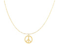Finejewelers 14 Kt Yellow Gold 17 Inch Center Open Silhoutte Peace Symbol Element Anchored To Link Chain Spring Rin