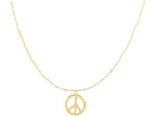 Finejewelers 14 Kt Yellow Gold 17 Inch Center Open Silhoutte Peace Symbol Element Anchored To Link Chain Spring Rin