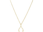 Finejewelers 14 Kt Yellow Gold 17 Inch 20x12mm Wishbone Element Charm On 1.1mm Oval Link Fancy Necklace Lobster Cl