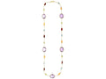 Finejewelers 14 Kt Yellow Gold 18 Inch 1mm Cable Necklace Multi Colored Stones Multi Shape Lobster Clasp