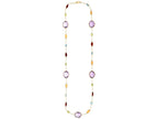 Finejewelers 14 Kt Yellow Gold 18 Inch 1mm Cable Necklace Multi Colored Stones Multi Shape Lobster Clasp