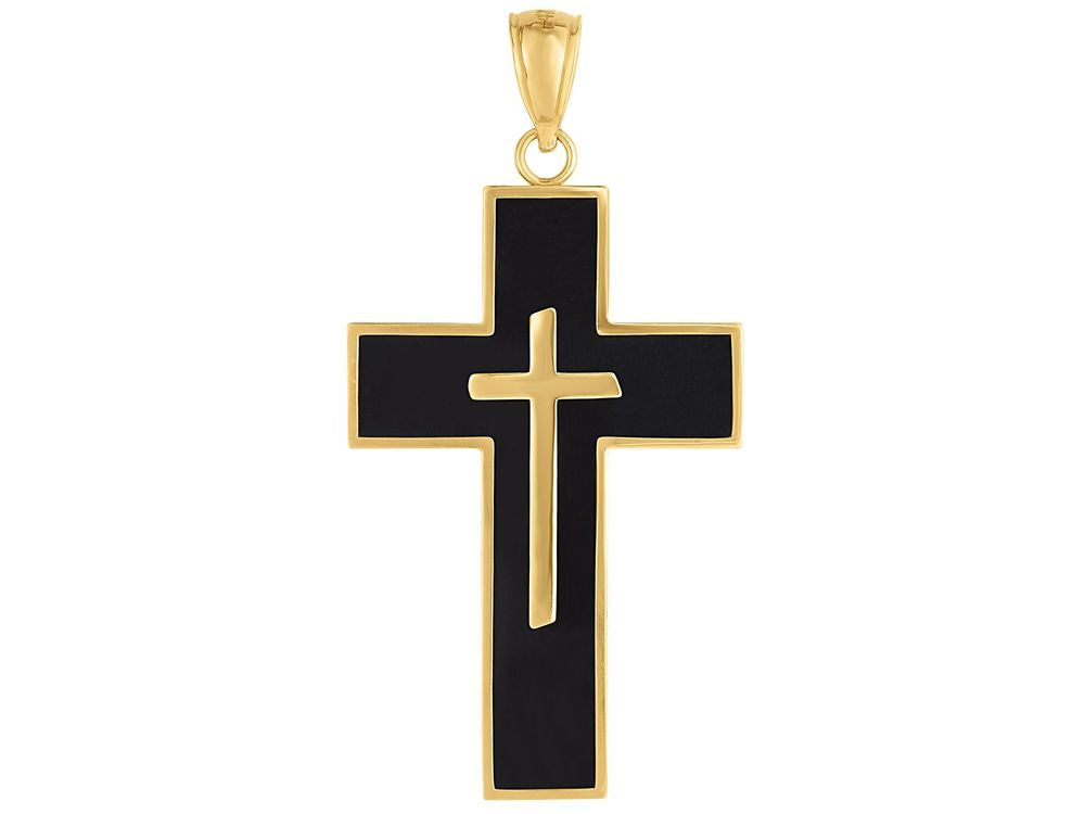 Finejewelers 14 Kt Yellow Gold Notapplicable Mm Cross Black Enamel Pendant Necklace 18 inch chain
