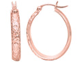 Finejewelers 14 Kt Rose Gold Textured Fashion Sparkle Oval Shape Hoop Earring