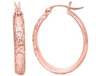 Finejewelers 14 Kt Rose Gold Textured Fashion Sparkle Oval Shape Hoop Earring