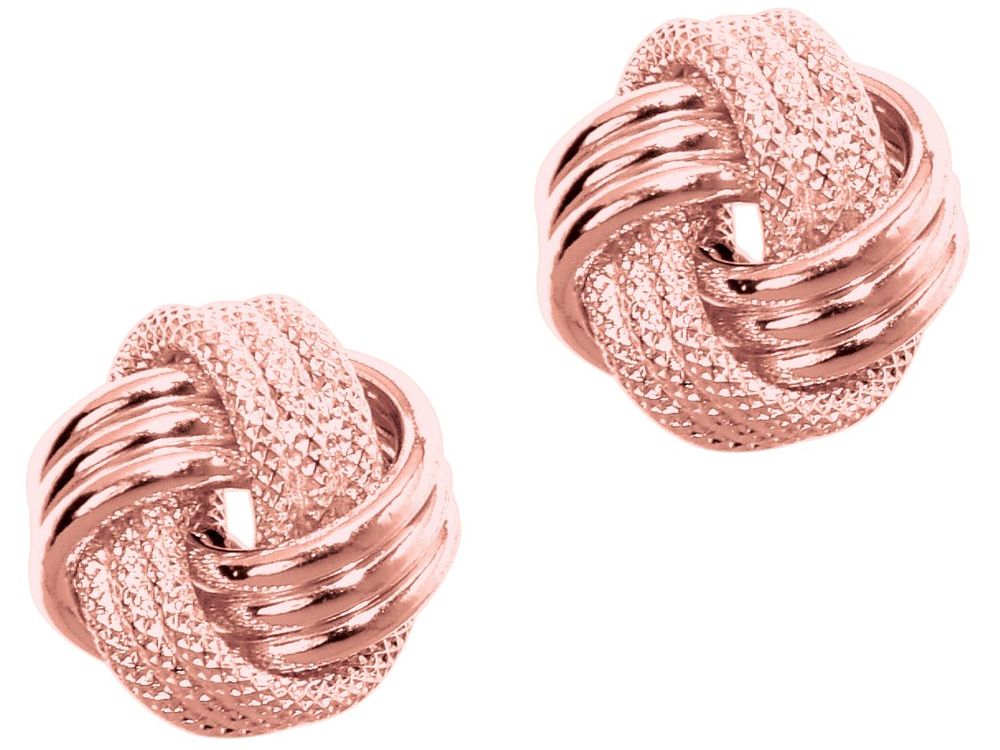 Finejewelers 14 Kt Rose Gold Textured 3 Row Love Knot Earring