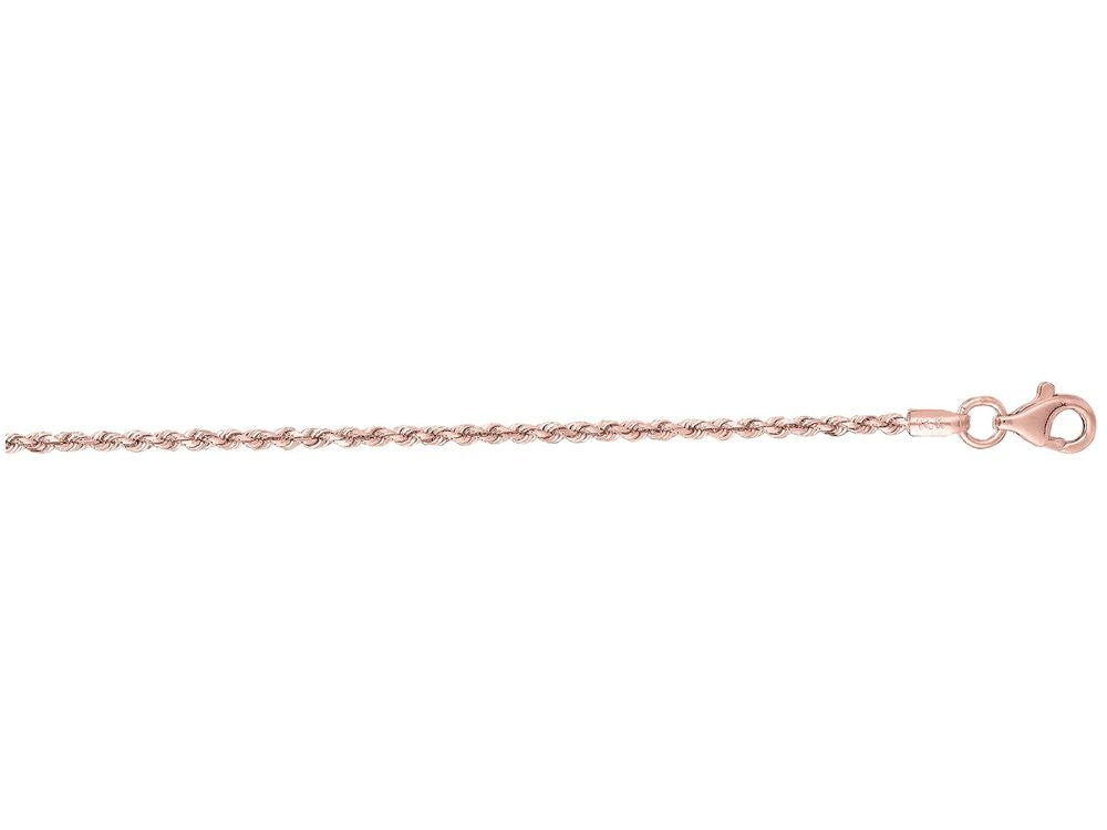 Finejewelers 14 Kt Rose Gold 16 Inch 1.5mm Solid Bright Cut Royal Rope Chain Necklace With Lobster Clasp