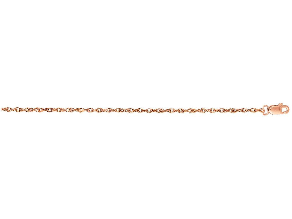 Finejewelers 14 Kt Rose Gold 18 Inch Rose 0.78mm Lobster Carded Rope Chain Necklace With Lobster Clasp