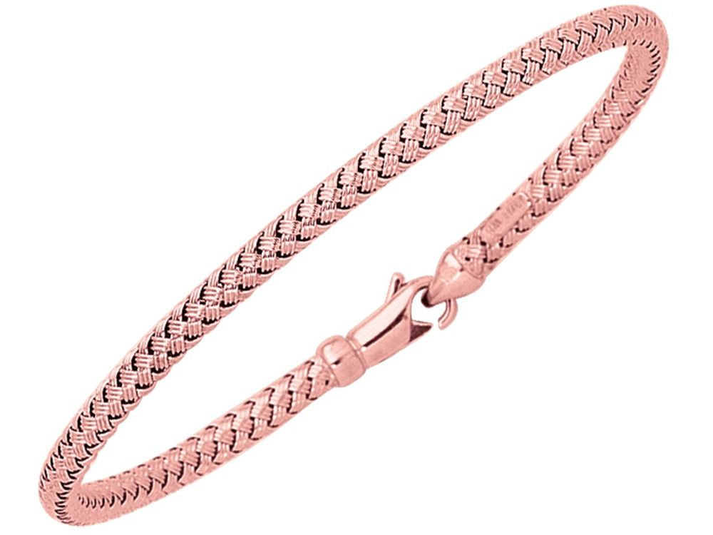 Finejewelers 14 Kt Rose Gold 7.25 Inch by 2.8mm Round Basket Weaved Bangle With Lobster Clasp