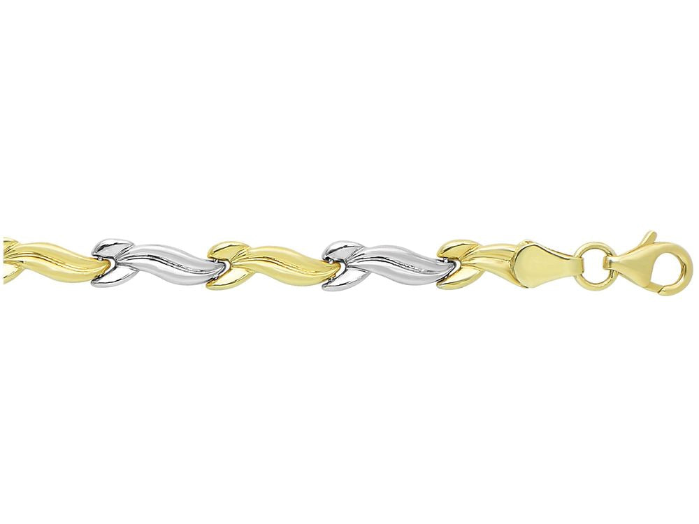 Finejewelers 14 Kt Two Tone Gold 7.25 Inch Bright Cut Two-tone Hugskisses Fancy Bracelet Pear Shape Clasp