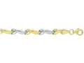 Finejewelers 14 Kt Two Tone Gold 7.25 Inch Bright Cut Two-tone Hugskisses Fancy Bracelet Pear Shape Clasp