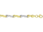 Finejewelers 14 Kt Two Tone Gold 7.25 Inch Bright Cut Two-tone Hugskisses Fancy Bracelet Pear Shape Clasp