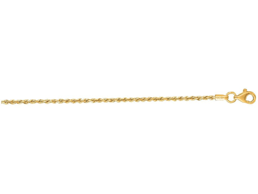 Finejewelers 14 Kt Yellow Gold 7 Inch 1.5mm Solid Bright Cut Royal Rope Bracelet Chain With Lobster Clasp