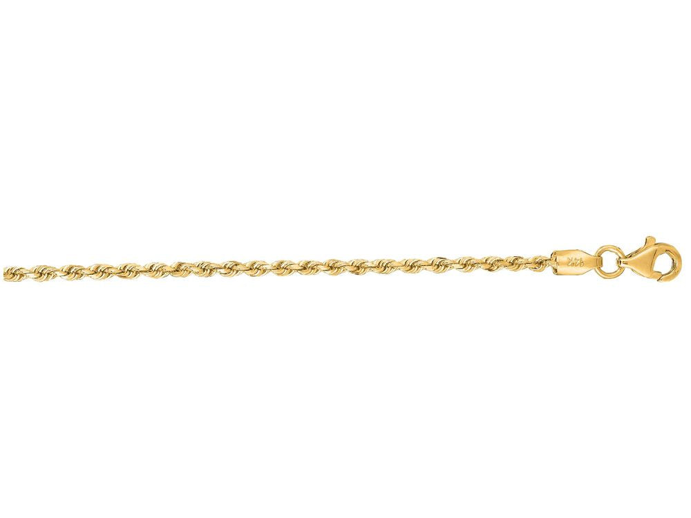 Finejewelers 14 Kt Yellow Gold 10 Inch 2.0mm Solid Bright Cut Royal Rope Chain With Lobster Clasp