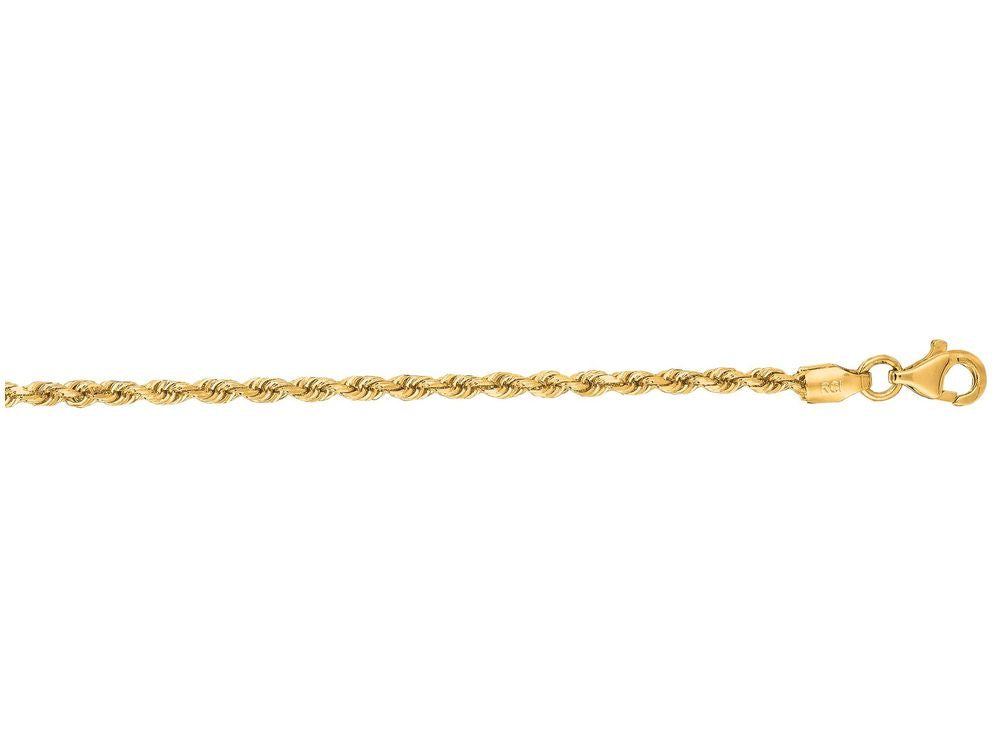 Finejewelers 14 Kt Yellow Gold 16 Inch 2.5mm Solid Bright Cut Royal Rope Chain Necklace Lobster Clasp