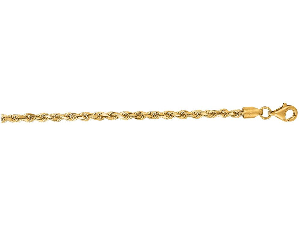 Finejewelers 14 Kt Yellow Gold 18 Inch 2.75mm Solid Bright Cut Royal Rope Chain Necklace Lobster Clasp